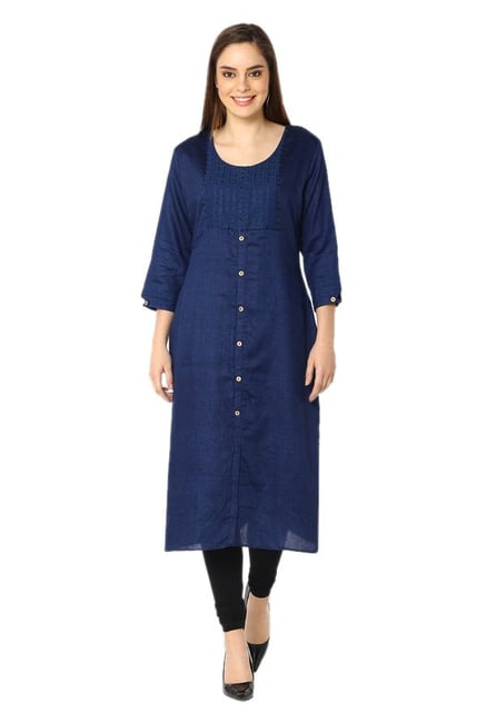 Soch Navy Embroidered Rayon Kurta Soch Navy Embroidered Rayon Kurta