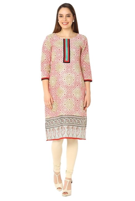 Soch Red & Beige Printed Cotton Kurta Soch Red & Beige Printed Cotton Kurta