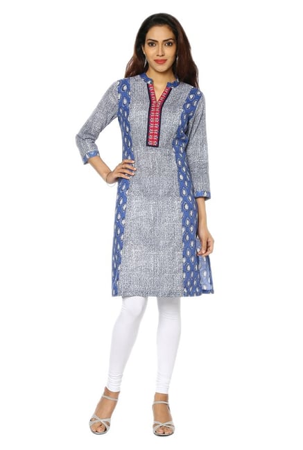 Soch Blue Printed Cotton Kurta Soch Blue Printed Cotton Kurta