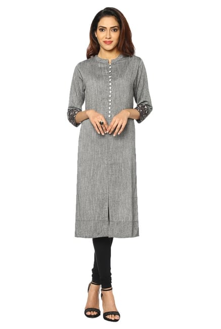 Soch Grey Textured Cotton Kurta Soch Grey Textured Cotton Kurta