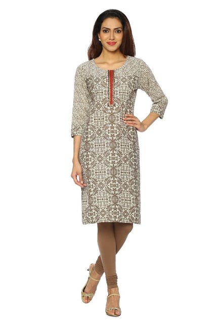 Soch Brown & Cream Printed Cotton Kurta Soch Brown & Cream Printed Cotton Kurta