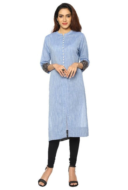 Soch Blue Textured Cotton Kurta Soch Blue Textured Cotton Kurta