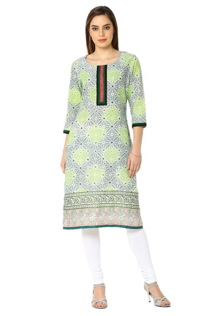 Soch Green Printed Cotton Kurta Soch Green Printed Cotton Kurta