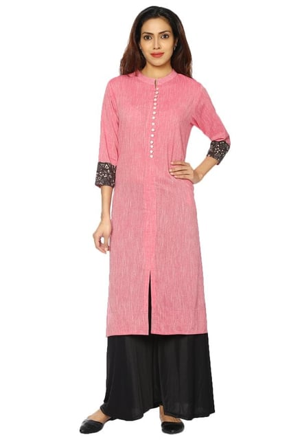 Soch Pink Textured Cotton Kurta Soch Pink Textured Cotton Kurta