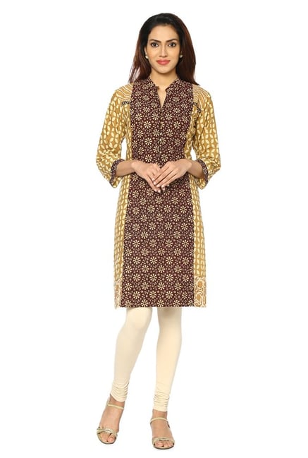 Soch Maroon & Beige Printed Cotton Kurti Soch Maroon & Beige Printed Cotton Kurti