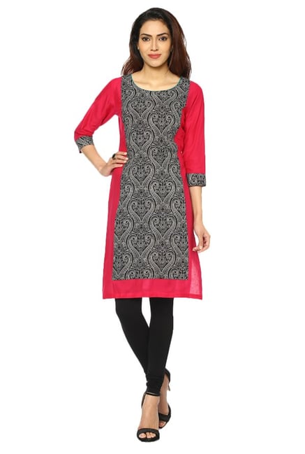 Soch Black & Pink Printed Cotton Kurta Soch Black & Pink Printed Cotton Kurta