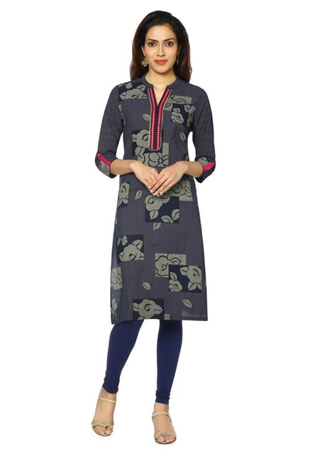 Soch Navy Printed Cotton Kurta Soch Navy Printed Cotton Kurta
