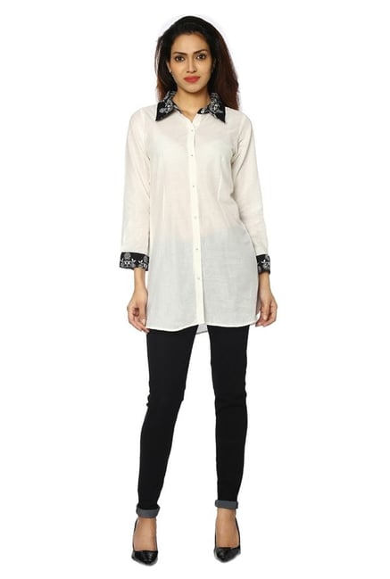 Soch White Regular Fit Rayon Kurti Soch White Regular Fit Rayon Kurti