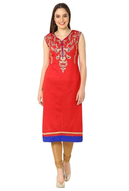 Soch Red Embroidered Chanderi Kurta Soch Red Embroidered Chanderi Kurta