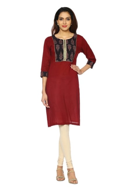 Soch Maroon Printed Cotton Kurti Soch Maroon Printed Cotton Kurti