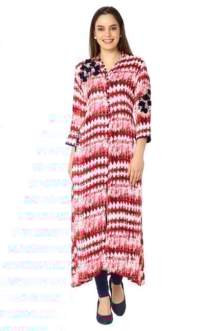 Soch Pink Printed Rayon Kurta Soch Pink Printed Rayon Kurta
