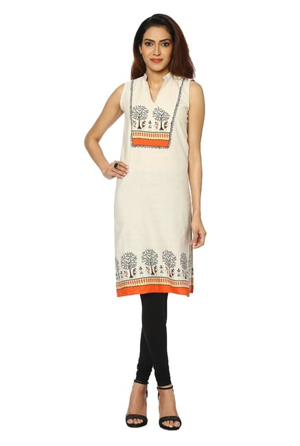 Soch Off White Printed Cotton Kurta Soch Off White Printed Cotton Kurta