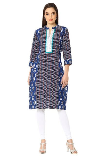 Soch Blue Printed Cotton Kurta Soch Blue Printed Cotton Kurta