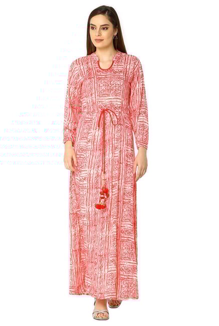 Soch Red & Off White Printed Rayon Kurta Soch Red & Off White Printed Rayon Kurta