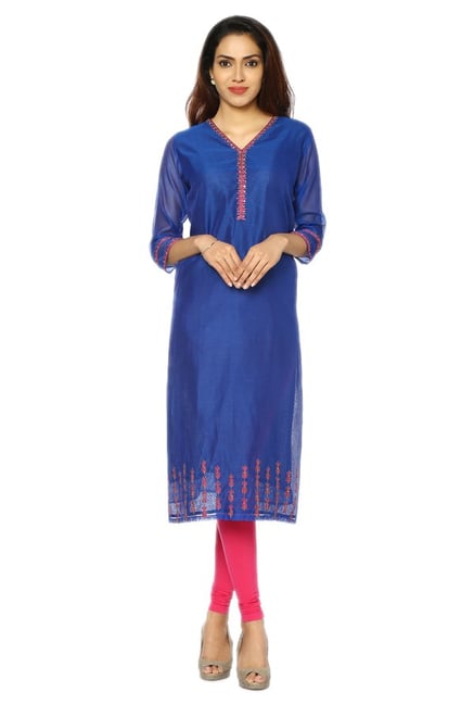 Soch Blue Embroidered Art Silk Kurta Soch Blue Embroidered Art Silk Kurta