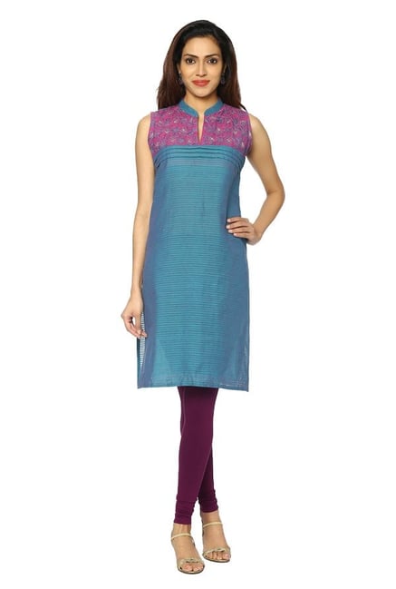Soch Teal Embroidered Cotton Kurta Soch Teal Embroidered Cotton Kurta