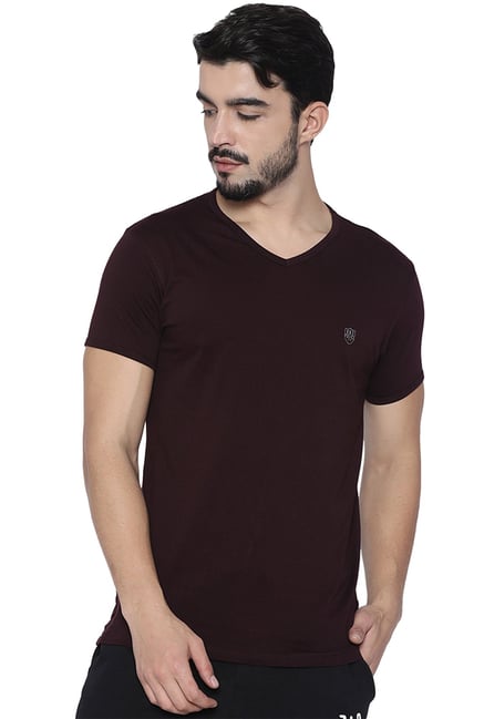883 Police Maroon V Neck Cotton T-Shirt 883 Police Maroon V Neck Cotton T-Shirt
