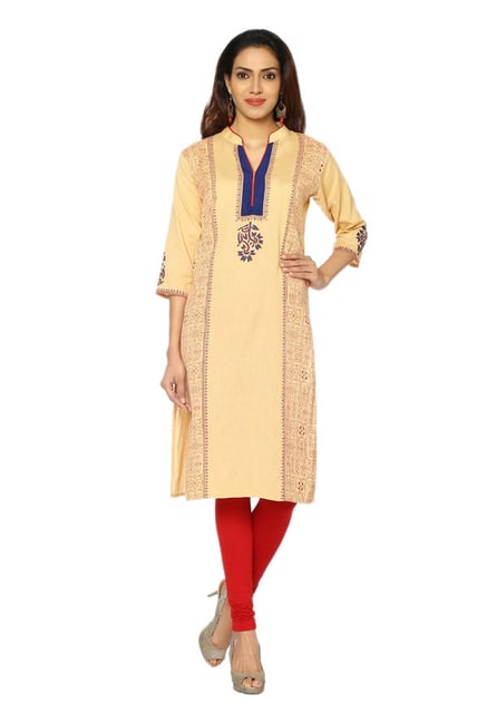 Soch Beige Printed Cotton Kurta Soch Beige Printed Cotton Kurta