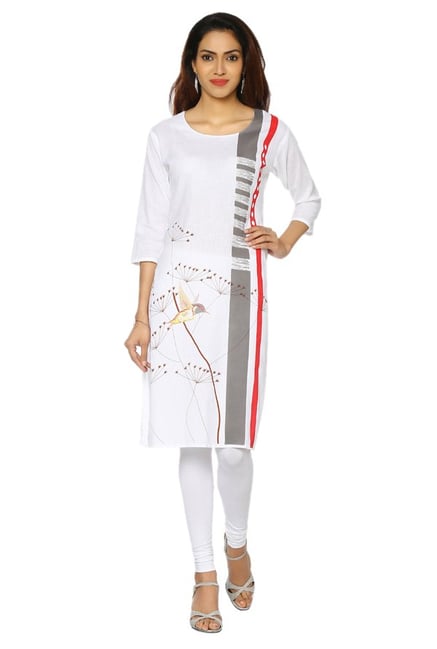 Soch White & Grey Printed Cotton Kurta Soch White & Grey Printed Cotton Kurta