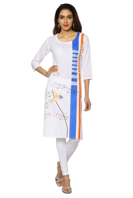 Soch White & Blue Printed Cotton Kurta Soch White & Blue Printed Cotton Kurta