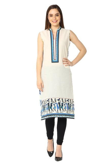 Soch Off White Printed Cotton Kurta Soch Off White Printed Cotton Kurta