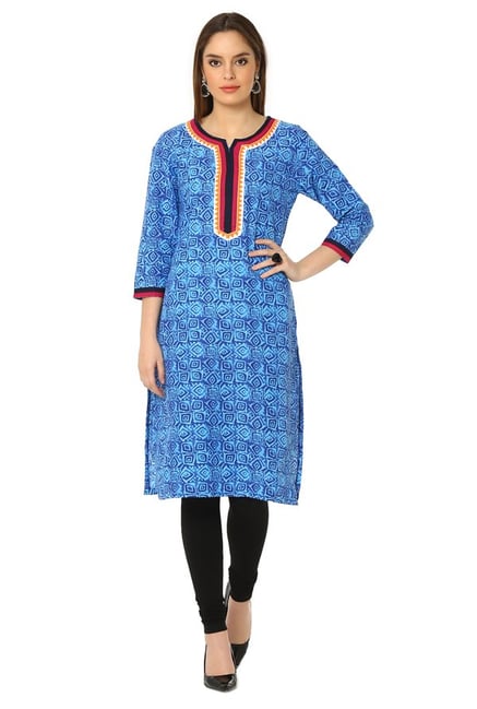 Soch Royal Blue Printed Cotton Kurta Soch Royal Blue Printed Cotton Kurta