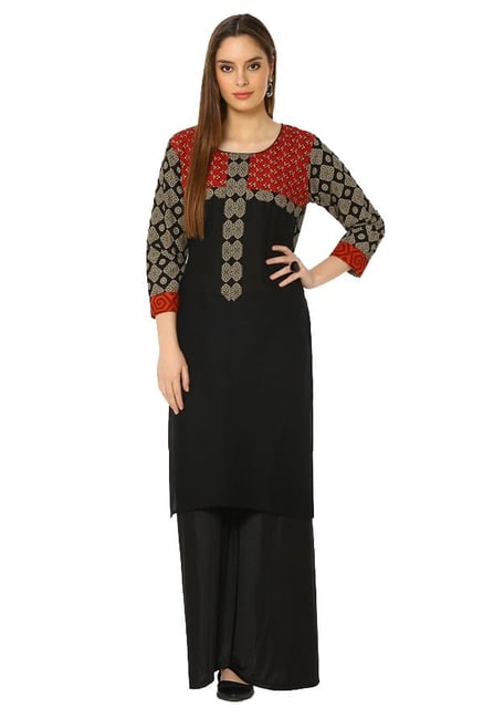 Soch Black Printed Cotton Kurta Soch Black Printed Cotton Kurta
