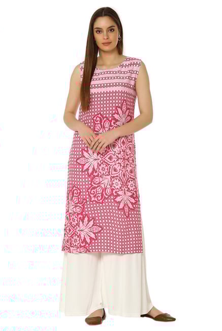 Soch Dark Pink Printed Rayon Kurta Soch Dark Pink Printed Rayon Kurta