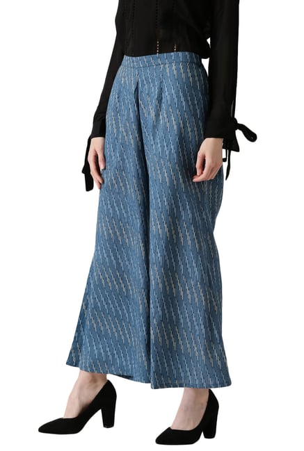 Libas Blue Printed Cotton Palazzo Libas Blue Printed Cotton Palazzo