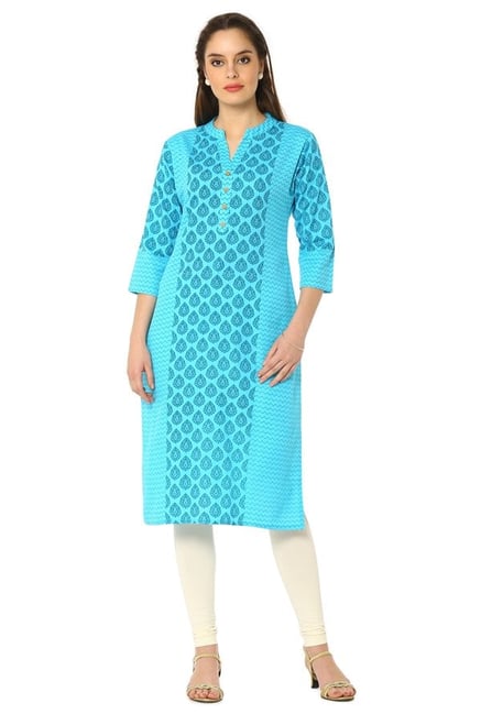 Soch Light Blue Printed Cotton Kurta Soch Light Blue Printed Cotton Kurta