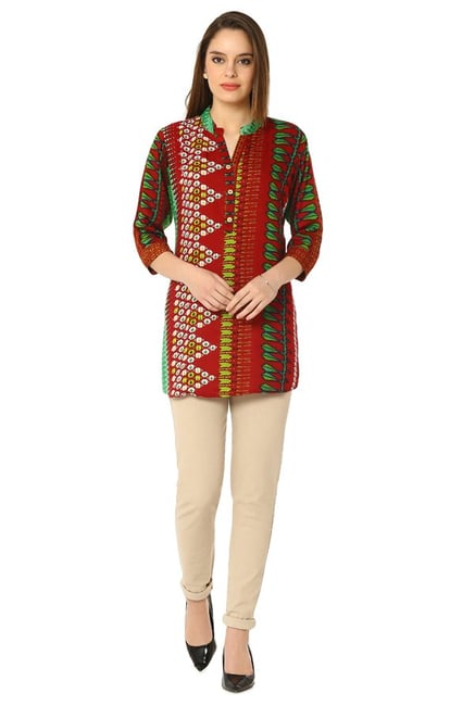 Soch Maroon Printed Rayon Tunic Soch Maroon Printed Rayon Tunic