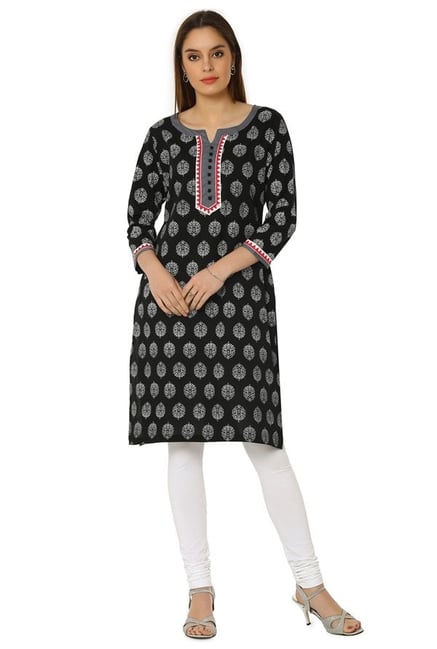 Soch Black Printed Cotton Kurta Soch Black Printed Cotton Kurta