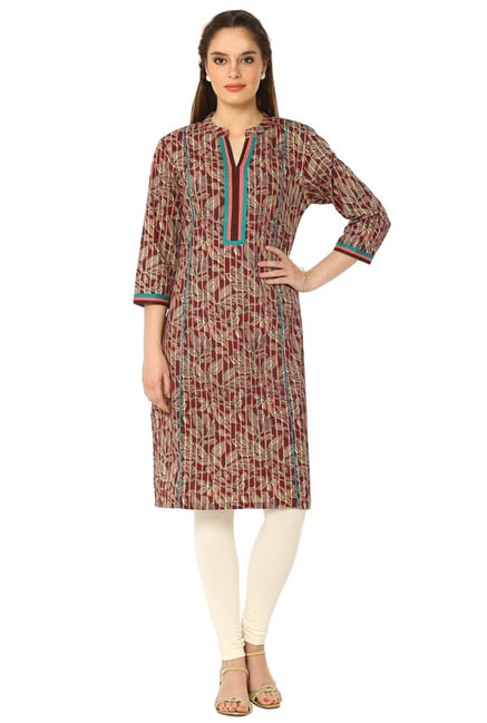Soch Beige & Maroon Printed Cotton Kurta Soch Beige & Maroon Printed Cotton Kurta