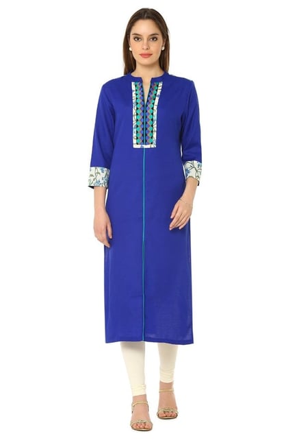 Soch Royal Blue Embroidered Linen Kurta Soch Royal Blue Embroidered Linen Kurta