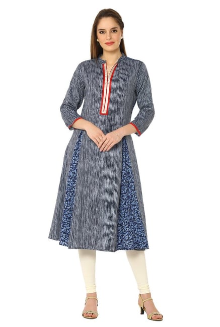 Soch Navy Printed Cotton Anarkali Kurta Soch Navy Printed Cotton Anarkali Kurta