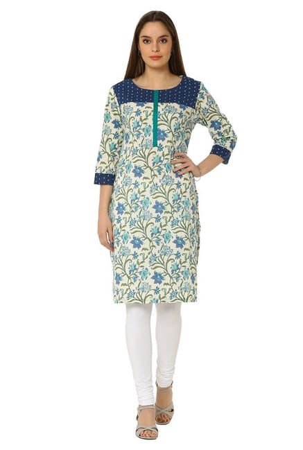 Soch Cream Floral Print Cotton Kurta Soch Cream Floral Print Cotton Kurta