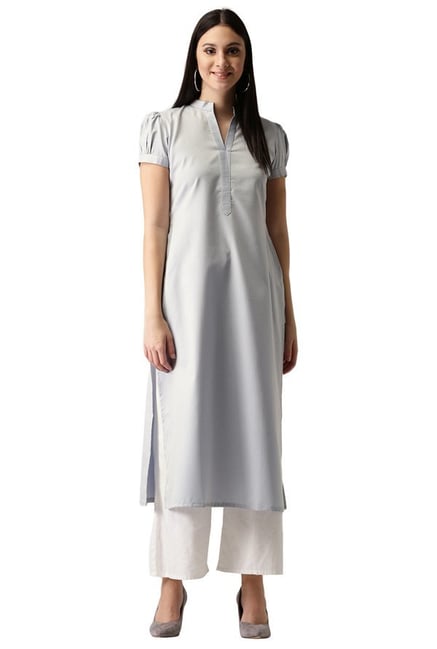 Libas Grey Printed Polyester A-Line Kurta Libas Grey Printed Polyester A-Line Kurta
