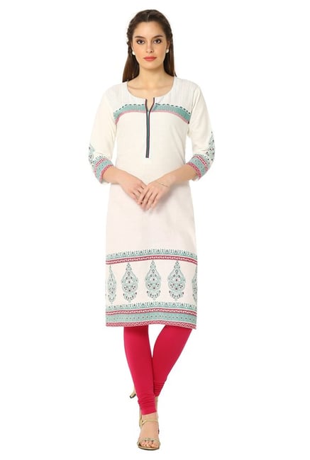 Soch Cream & Green Printed Cotton Kurta Soch Cream & Green Printed Cotton Kurta