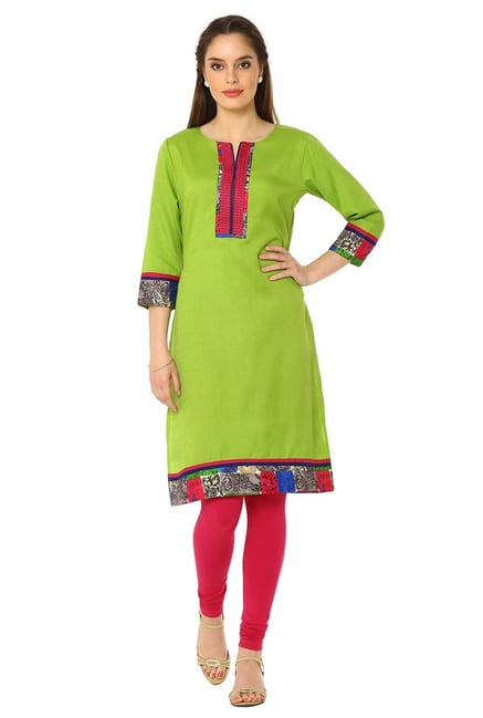 Soch Lime Printed Linen Kurta Soch Lime Printed Linen Kurta