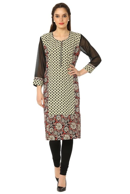 Soch Beige & Black Printed Cotton Kurta Soch Beige & Black Printed Cotton Kurta