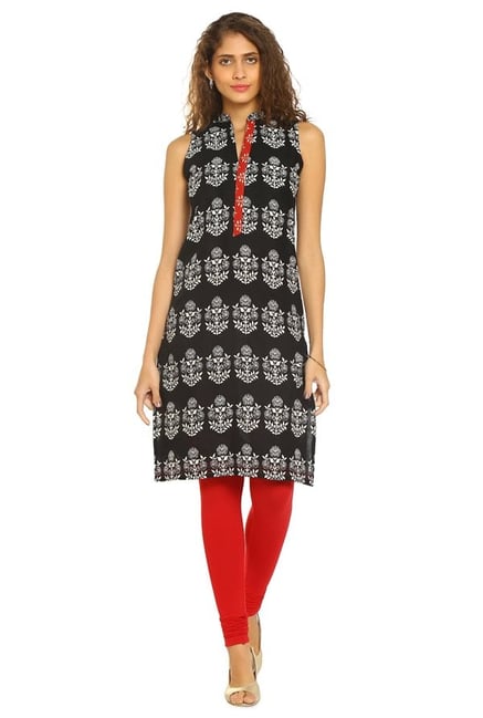 Soch Black Printed Cotton Kurta Soch Black Printed Cotton Kurta