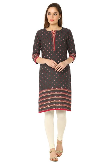 Soch Grey Printed Cotton Kurta Soch Grey Printed Cotton Kurta