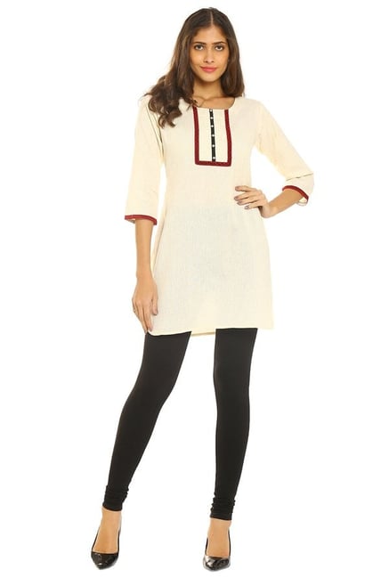 Soch Cream Regular Fit Cotton Kurti Soch Cream Regular Fit Cotton Kurti