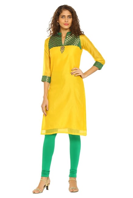 Soch Yellow Printed Chanderi Kurta Soch Yellow Printed Chanderi Kurta