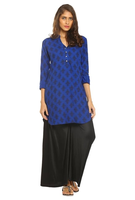 Soch Blue Printed Rayon Kurti Soch Blue Printed Rayon Kurti