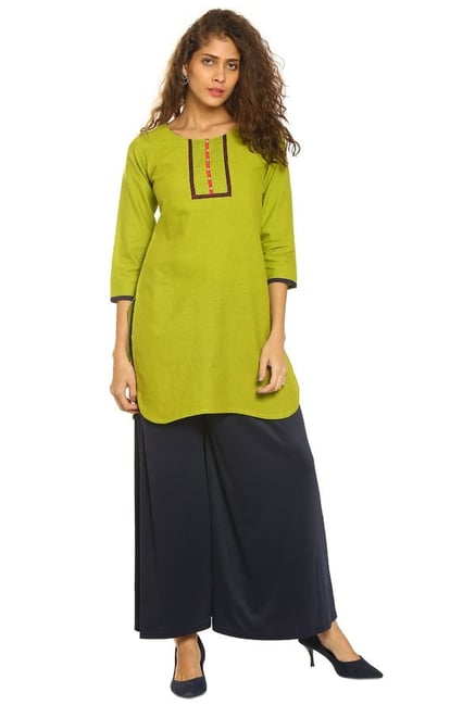 Soch Lime Regular Fit Cotton Kurti Soch Lime Regular Fit Cotton Kurti