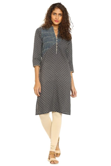 Soch Grey Printed Cotton Kurta Soch Grey Printed Cotton Kurta