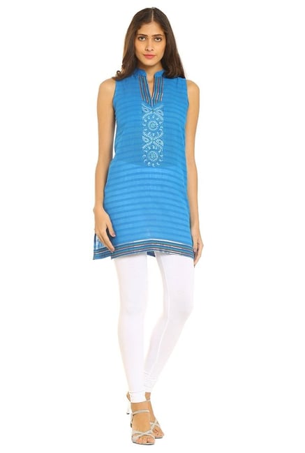 Soch Blue Embroidered Cotton Kurti Soch Blue Embroidered Cotton Kurti