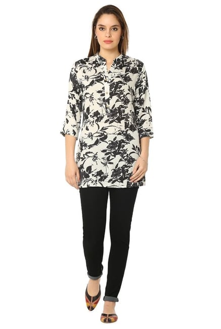 Soch Black & Cream Printed Rayon Tunic Soch Black & Cream Printed Rayon Tunic
