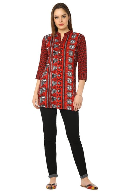 Soch Red Printed Rayon Tunic Soch Red Printed Rayon Tunic